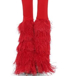 Norma Kamala real ostrich feather fishtail tiger red pants. Never worn paid $900